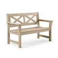 Gartenbank 120 x 65 x 90 cm aus Kunststoff in Beige - Sitzbank im Landhausstil für Außenbereiche