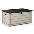 Aufbewahrungsbox 122 x 62 x 66 cm Kunststoff Beige Schwarz - wettergeschützter Stauraum für Außenbereiche