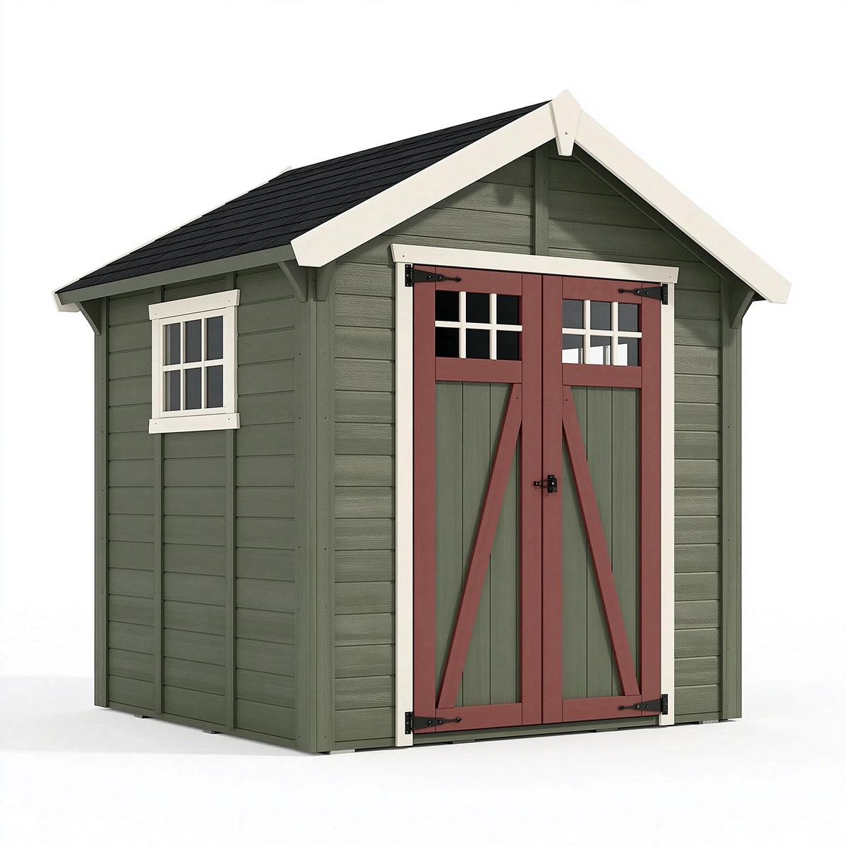 Gartenhaus 180 x 120 x 180 cm aus Holz Grün Rot mit Doppeltür im Landhausstil