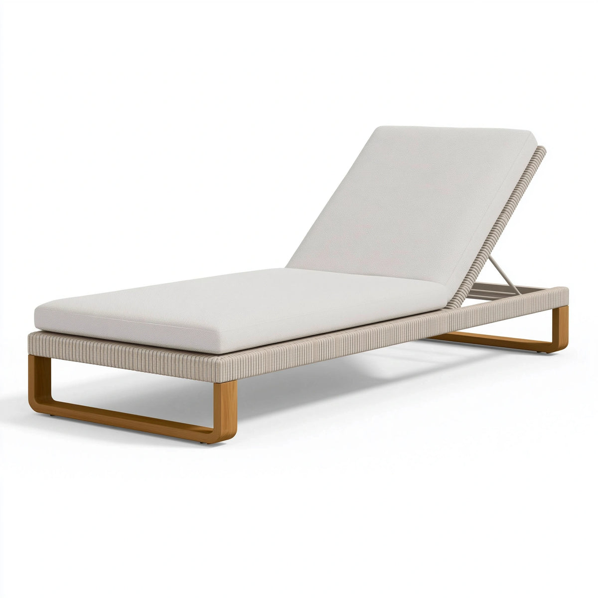 Sonnenliege 200 x 75 x 85 cm Holz und Textil Beige mit verstellbarer Rückenlehne