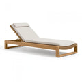Gartenliege 200 x 75 x 35 cm aus Holz und Seilgeflecht Beige Natur mit verstellbarer Rückenlehne