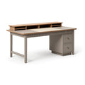 Schreibtisch 140 x 60 x 100 cm Holzwerkstoff Taupe Natur - mit Aufsatz und Schubladen