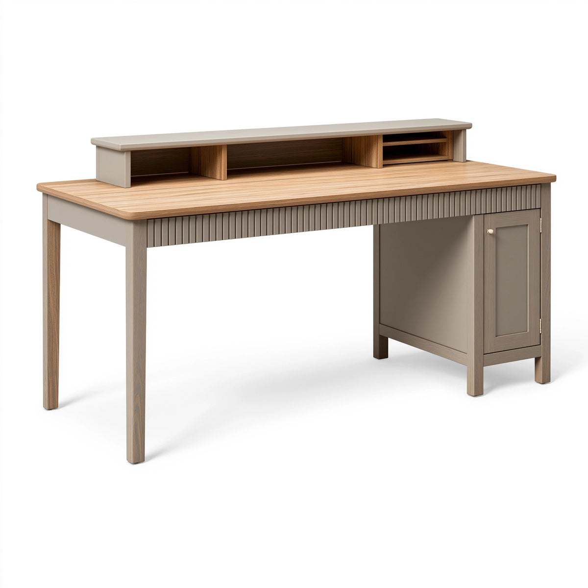Schreibtisch 140 x 60 x 90 cm Holzwerkstoff Beige/Natur mit Aufsatz und Stauraum