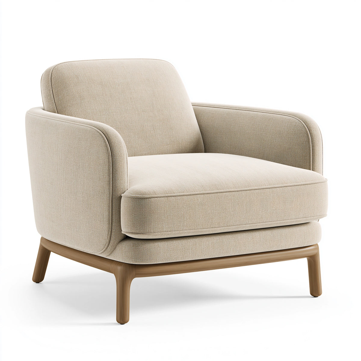 Sessel 82 x 85 x 88 cm Stoff Beige mit Holzgestell moderner Loungesessel