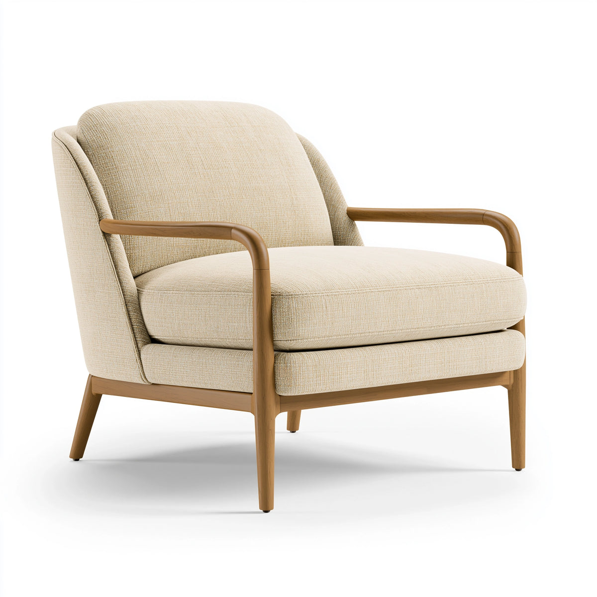 Sessel 75 x 82 x 85 cm aus Holz und Textil in Beige/Braun im modernen Lounge-Stil