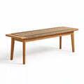 Sitzbank 120 x 40 x 45 cm aus Holz in Naturbraun mit geflochtener Sitzfläche