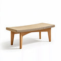 Sitzbank 120 x 40 x 45 cm aus Holz und Seilgeflecht in Natur Hellbraun - skandinavischer Stil