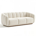 3-Sitzer Sofa 230 x 95 x 78 cm in Creme mit Textilbezug und Holzsockel - Modernes Wohnzimmermöbel