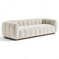 3-Sitzer Sofa 230 x 98 x 75 cm Bouclé Stoff Creme - gerippte Rundform