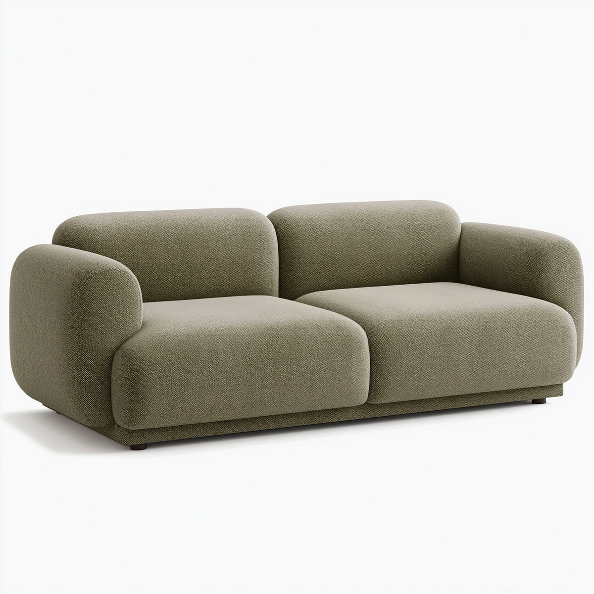2-Sitzer Sofa 180 x 95 x 80 cm Olivgrün Strukturstoff mit abgerundeten Armlehnen