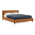 Polsterbett 180 x 200 cm Kunstleder Cognac modernes Bettgestell