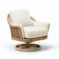 Drehsessel 82 x 88 x 102 cm aus Rattan und Textil in Natur/Creme mit Drehfunktion