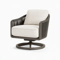 Drehsessel 80 x 85 x 85 cm mit Stoffpolsterung in Creme und Seilgeflecht in Dunkelbraun