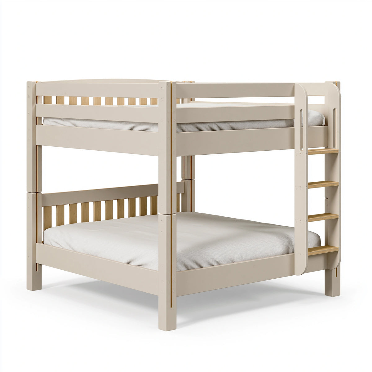 Etagenbett 90 x 200 cm Holz Cremeweiß mit Leiter und Lattenrost