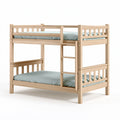 Etagenbett 90 x 200 cm aus Holz Natur mit Leiter und Schutzgittern